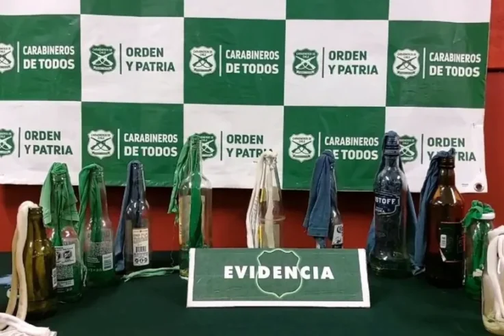 Bombas Molotov incautadas por carabineros de La Serena