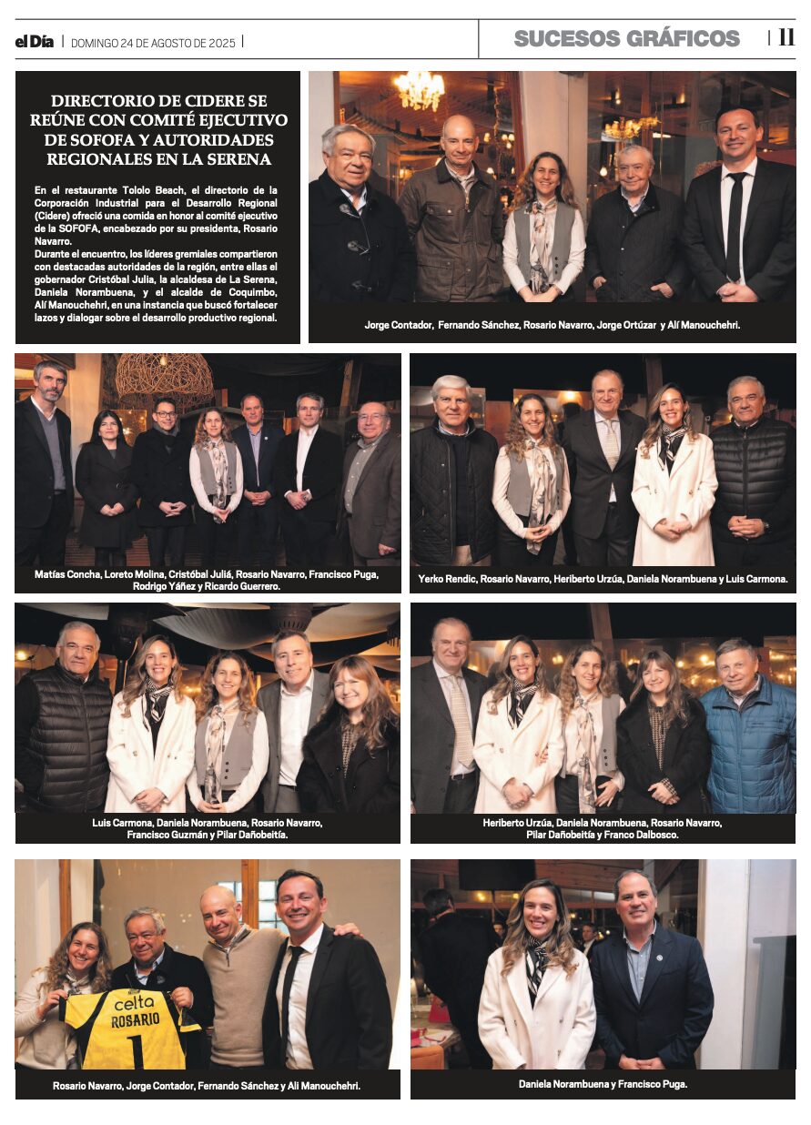 Directorio CIDERE Comité Ejecutivo SOFOFA y Políticos