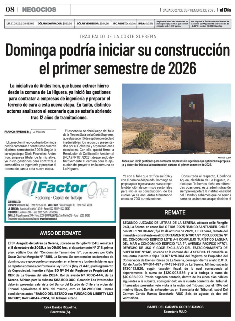 Diario El Día Minera Dominga